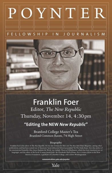 Franklin Foer 11/14/13 poster, Fred Strebeigh